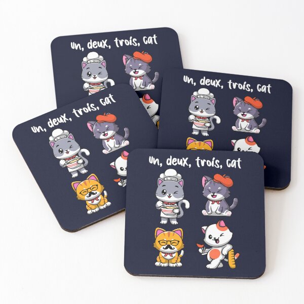 Item preview, Un deux trois cat - cute French cats (on dark colors) designed and sold by messy-nessie.