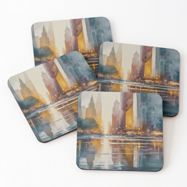 Item preview, Urban Serenity: Reflective Cityscape in Watercolor designed and sold by ZipperDragon88.