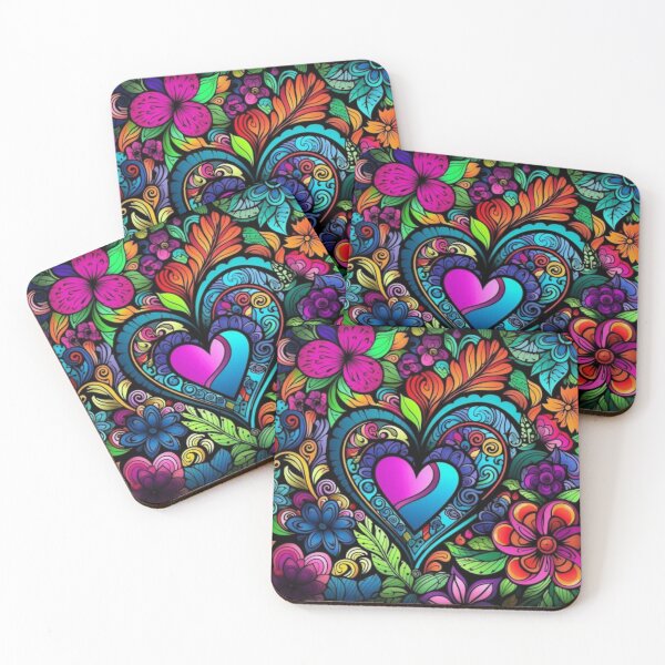 Item preview, Abstract hearts and floral decorations in bright colors designed and sold by Blessinger77.