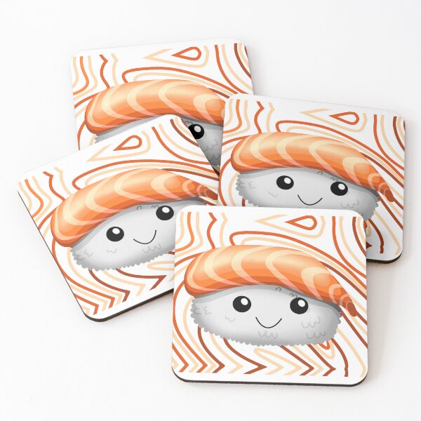 Item preview, Adorable Salmon Nigiri Sushi (Swirly Background) designed and sold by MptR.
