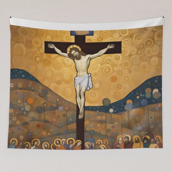 Item preview, Crucifixion with crowd Klimt style designed and sold by Joanne Walsh.
