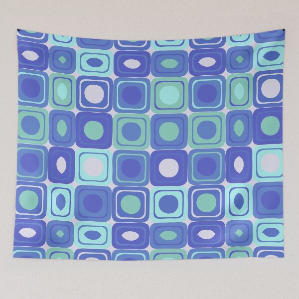 Item preview, Blue Retro Squares Pattern designed and sold by MissQuiss.