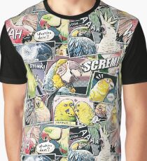 Parrots Comic Style Graphic T-Shirt