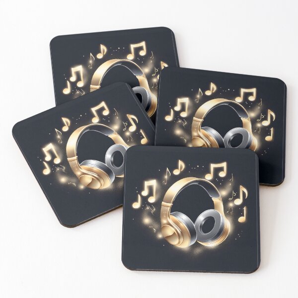 Item preview, Golden music headphones designed and sold by Artbellachi.