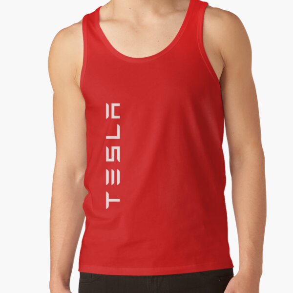 TESLA VERTICAL - White Name Tank Top