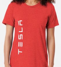 TESLA VERTICAL - weißer Name Vintage T-Shirt