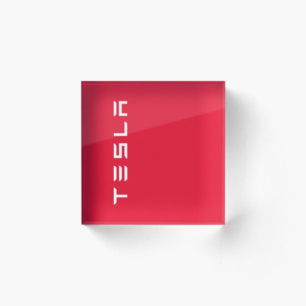 TESLA VERTICAL - White Name Acrylic Block