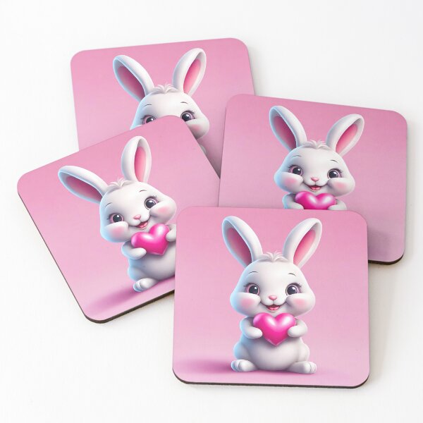 Item preview, Smiling Rabbit with Pink Heart designed and sold by Tom-Johnson.