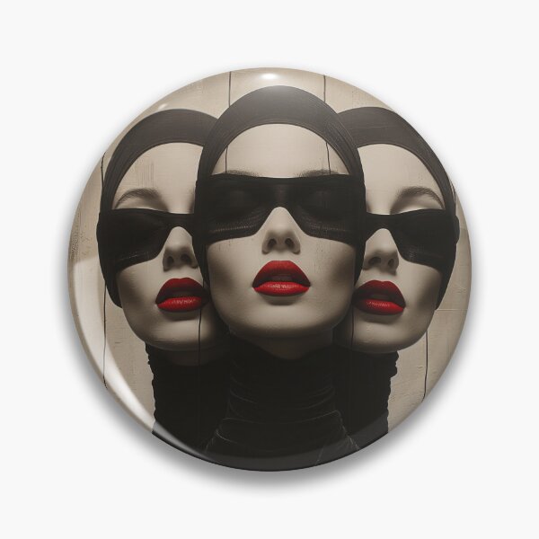 Item preview, Black Mask Red Lips Women | Dark Glamour Trio Portrait Art designed and sold by VUK VESOVIC.
