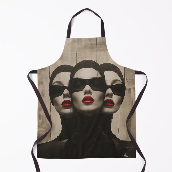 Item preview, Black Mask Red Lips Women | Dark Glamour Trio Portrait Art designed and sold by VUK VESOVIC.