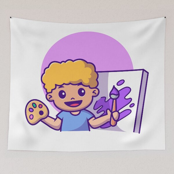Item preview, Artistic Explorer: Cute Boy with Paintbrush designed and sold by hjian8219.
