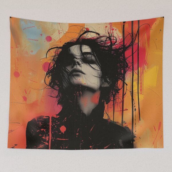 Item preview, Paint Drip Woman Long Hair | Expressive Abstract Art Print designed and sold by VUK VESOVIC.