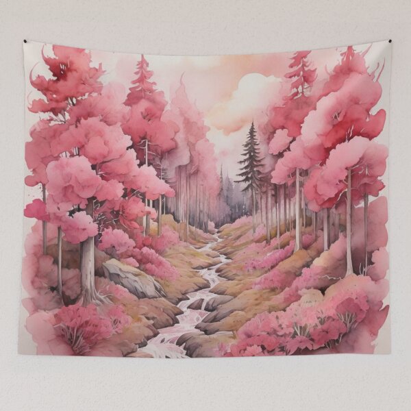 Item preview, Pink forest watercolor art designed and sold by shokA Design.