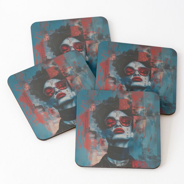 Item preview, Red Glasses Text Face Woman | Urban Graffiti Street Art Print designed and sold by VUK VESOVIC.