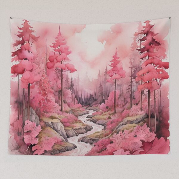 Item preview, Pink forest watercolor art designed and sold by shokA Design.