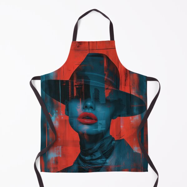 Item preview, Red Lips Hat Woman | Dark Teal Noir Glamour Portrait Art designed and sold by VUK VESOVIC.