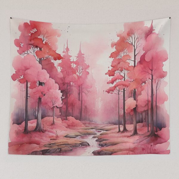 Item preview, Pink forest watercolor art designed and sold by shokA Design.