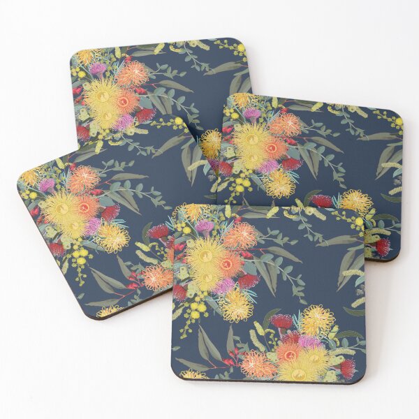 Item preview, Australian Summer Bush Blooms Royal Blue Pattern designed and sold by Sketchbook Designs.