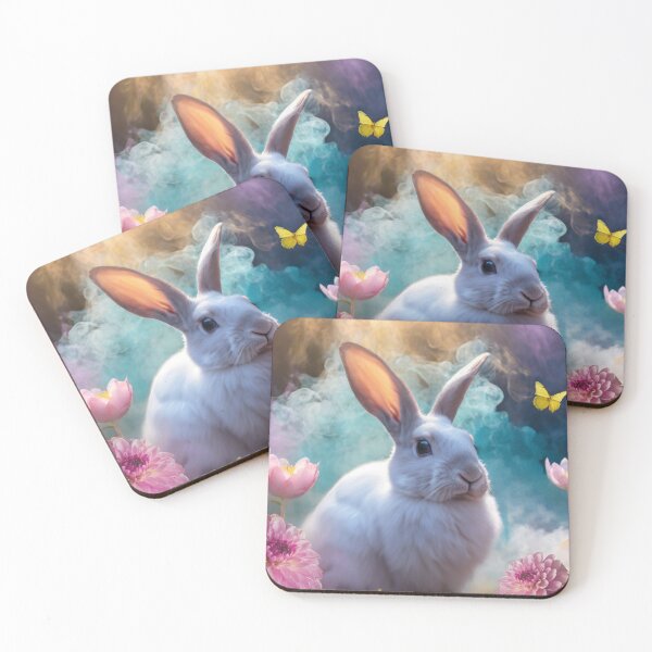 Item preview, cute Rabbit bunny white flowers color smoke photo designed and sold by Meena-tta.