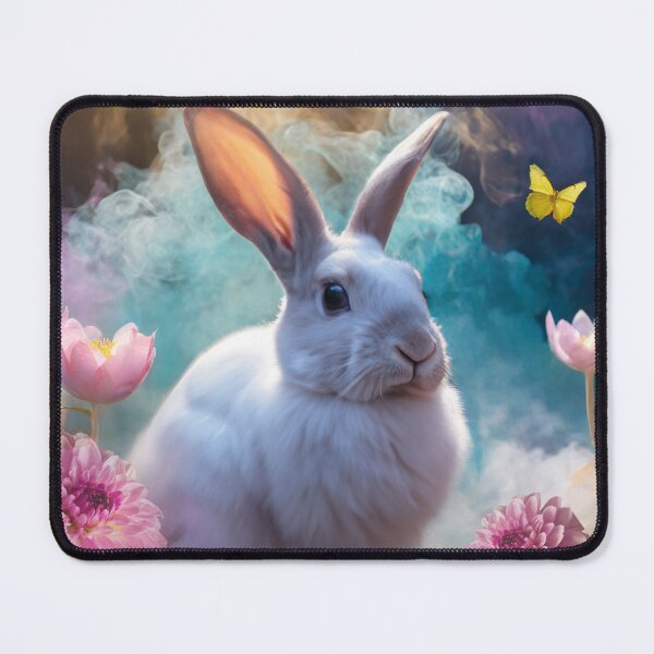 Item preview, cute Rabbit bunny white flowers color smoke photo designed and sold by Meena-tta.