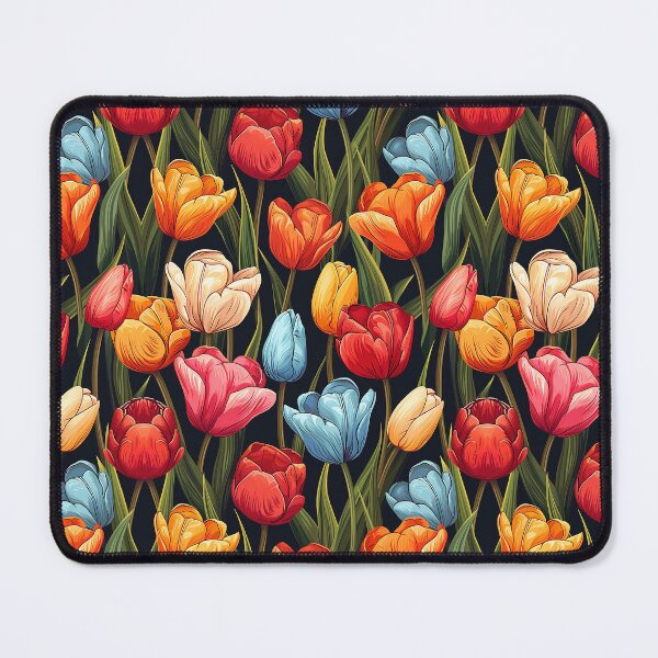 Item preview, Tulipanes coloridos sobre fondo oscuro Flores florales de primavera designed and sold by NikkofTime.