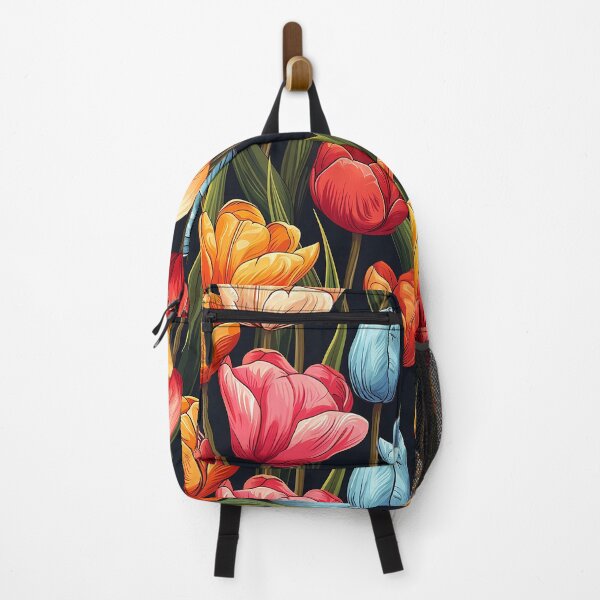 Item preview, Colorful Tulips on dark background Spring Floral Flowers designed and sold by NikkofTime.
