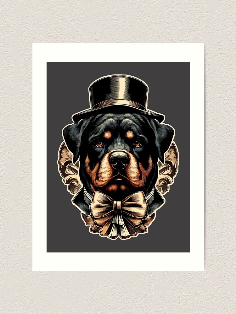 Rottweiler Stunning Dog Vintage Fashion Art Art Print for Sale