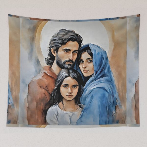 Item preview, watercolor impression with Holy Family designed and sold by bogfl.