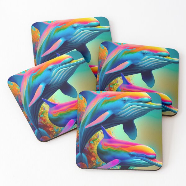 Item preview, Rainbow Colour Dolphin Painting designed and sold by AdamesArtStudio.