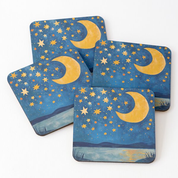 Item preview, Moon stars night starry sky designed and sold by ArtHouseNiklas.