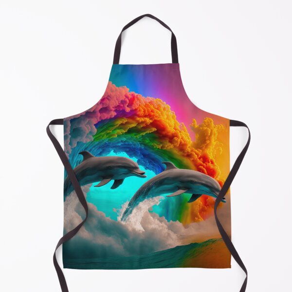 Item preview, Dolphins jumping out of the Sea in Rainbow Colors designed and sold by AdamesArtStudio.