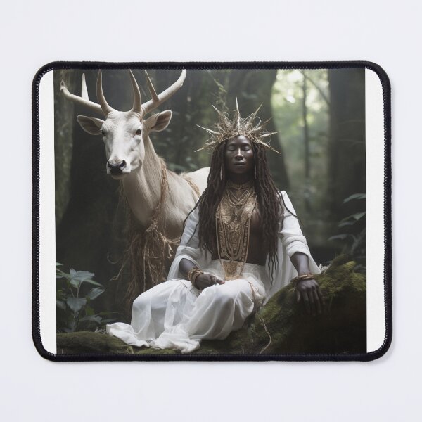Item preview, Mother Gaia and Father God, white stag and African Goddess designed and sold by TheGlassPortal.
