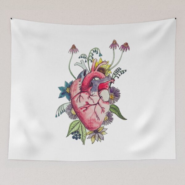 Item preview, Heart Overgrown Anatomy Botanical Floral - Hearts and flowers - designed and sold by Art-of-amine.