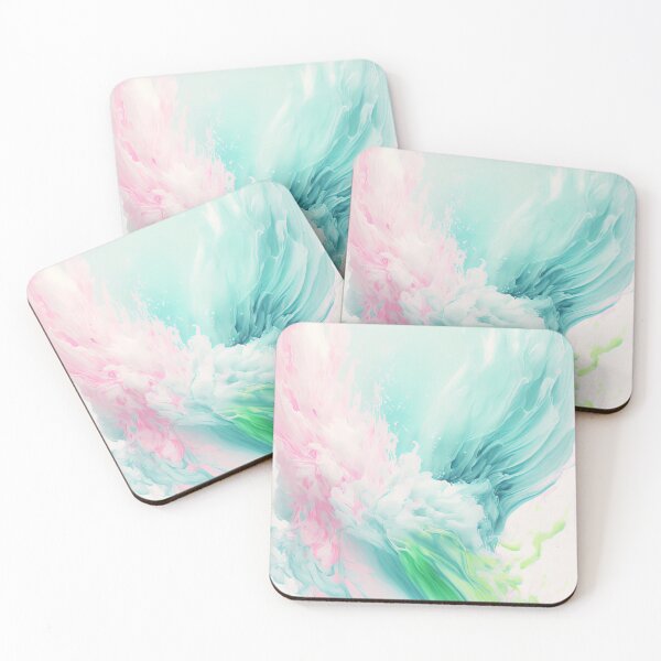 Item preview, Abstract Pastel Flower Painting with Pink and Turquoise designed and sold by AdamesArtStudio.