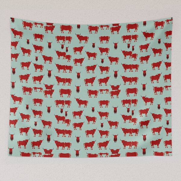 Item preview, Highland Cow Tartan Rojo - Papel Pintado designed and sold by Zenvo.
