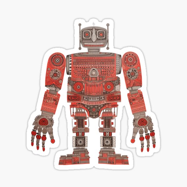 Artikel-Vorschau von Rot-schwarzer High-Tech-Roboter im indischen Stil bemalt, designt und verkauft von amritacow.