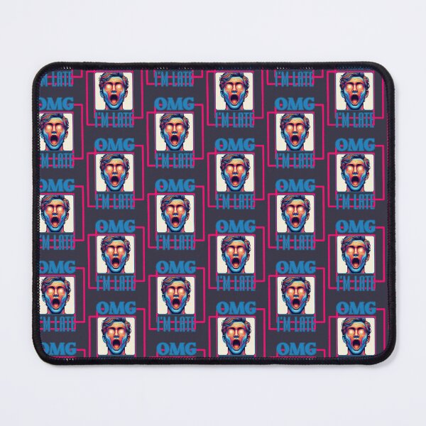 Item preview, OMG I'm late: Surprised Man with Multicolored Headline in Black, Navy, Brown, Blue, Red, Green, Purple designed and sold by SplashTastic.