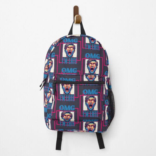 Item preview, OMG I'm late: Surprised Man with Multicolored Headline in Black, Navy, Brown, Blue, Red, Green, Purple designed and sold by SplashTastic.