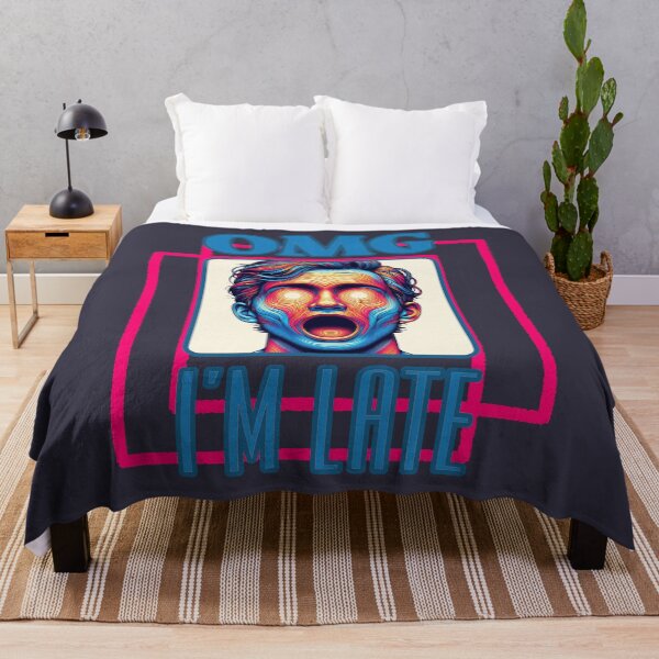 Item preview, OMG I'm late: Surprised Man with Multicolored Headline in Black, Navy, Brown, Blue, Red, Green, Purple designed and sold by SplashTastic.