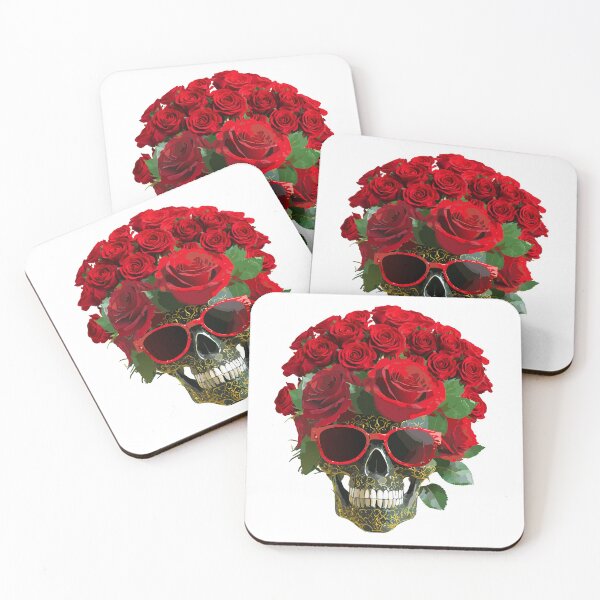 Item preview, A small skull Wear red sunglasses with roses and thorns. designed and sold by Bspaces.