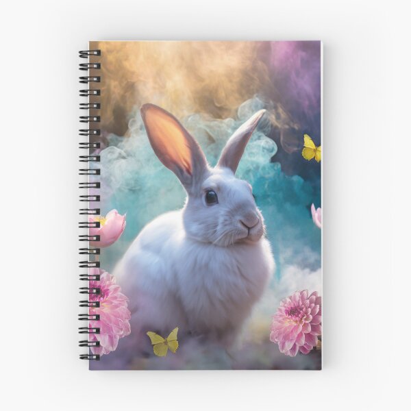 Item preview, cute Rabbit bunny white flowers color smoke photo designed and sold by Meena-tta.