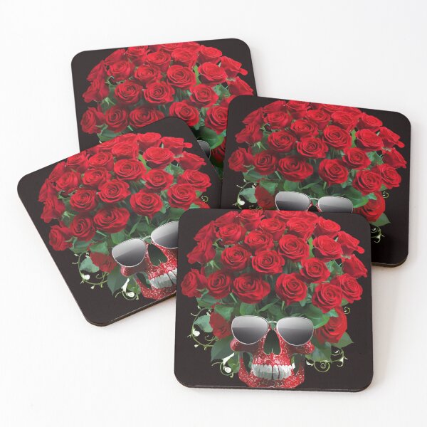 Item preview, A red skull Wear sunglasses with roses and thorns. designed and sold by Bspaces.