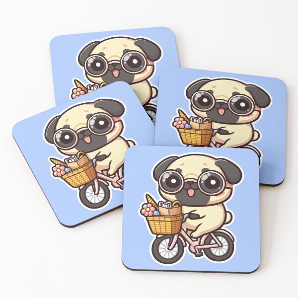Item preview, Kawaii Cute Pug Riding A Bicycle 1 | Pets and Animals for Men and Women t-shirt designed and sold by panchiTWO.