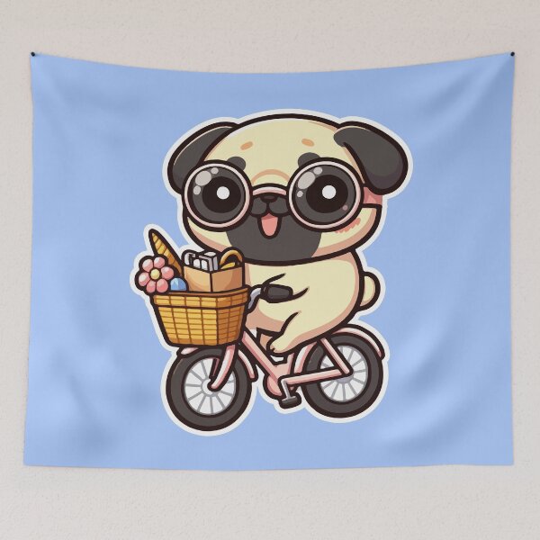 Item preview, Kawaii Cute Pug Riding A Bicycle 1 | Pets and Animals for Men and Women t-shirt designed and sold by panchiTWO.