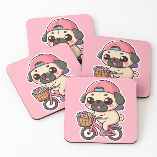 Item preview, Kawaii Cute Pug Riding A Bicycle 2 | Pets and Animals for Men and Women t-shirt designed and sold by panchiTWO.