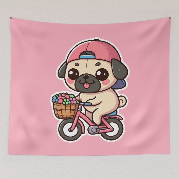 Item preview, Kawaii Cute Pug Riding A Bicycle 2 | Pets and Animals for Men and Women t-shirt designed and sold by panchiTWO.