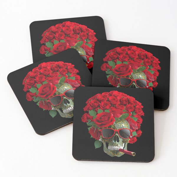 Item preview, A small skull Wear sunglasses with roses and thorns Cigarette.   designed and sold by Bspaces.