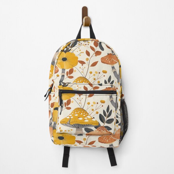 Item preview, Boho Mushrooms with Botanical Accents and Yellow Highlights designed and sold by 1000Mushrooms.