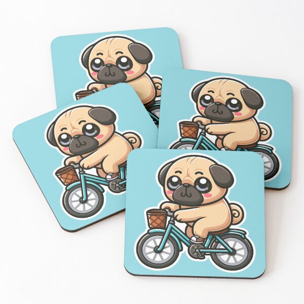 Item preview, Kawaii Cute Pug Riding A Bicycle 3 | Pets and Animals for Men and Women t-shirt designed and sold by panchiTWO.