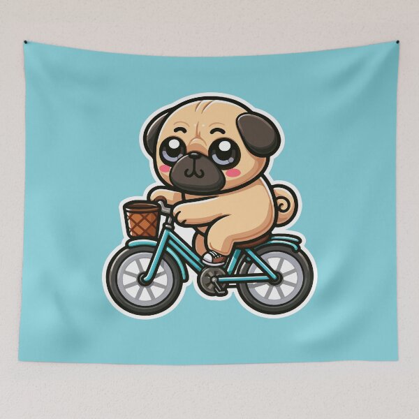 Item preview, Kawaii Cute Pug Riding A Bicycle 3 | Pets and Animals for Men and Women t-shirt designed and sold by panchiTWO.